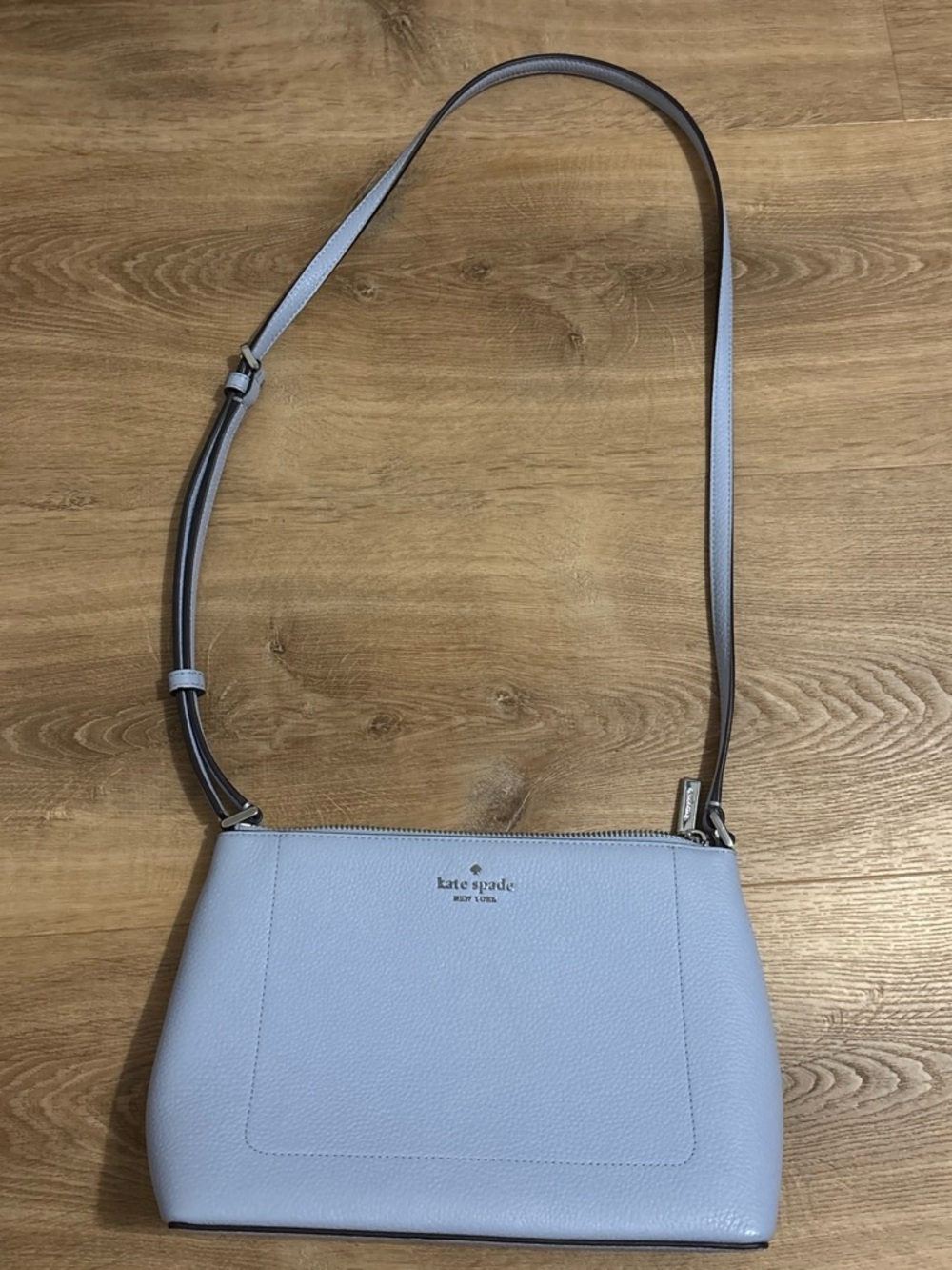Kate Spade New York Leila Light Blue Pebbled Leather Crossbody Bag